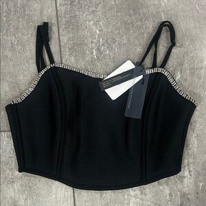 Black Crop Top with Silver Accents